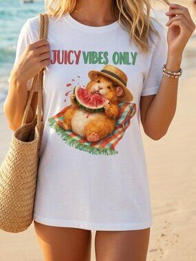 Juicy Vibes Only Shirt, Cute Hamster T-Shirt, Summer Aesthetic Tee, Funny Vacati